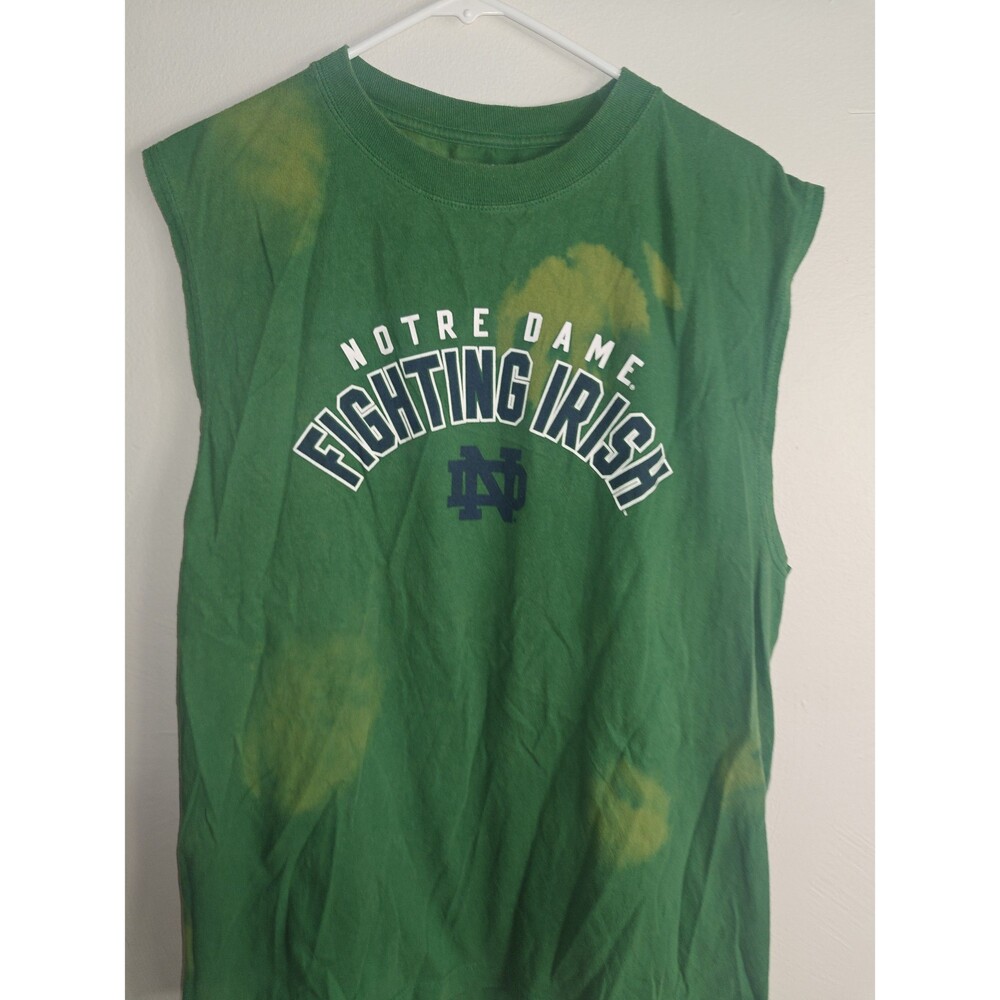 Notre Dame Fighting Irish Green Tie Dye / Paint Splatter Tank Top Adult Large